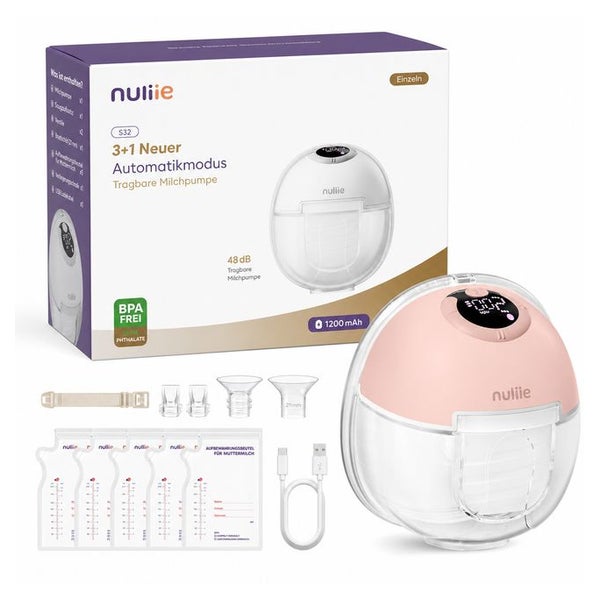 Nuliie Milchpumpe Elektrisch tragbar Rosa 1 St