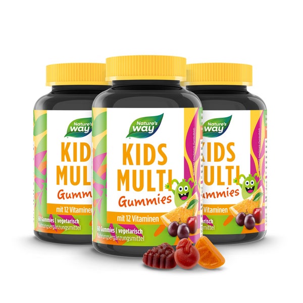 Kids Multi Gummies I Multivitamin für Kinder ab 4 Jahren I 14 Nährstoffe I Orangen-, Trauben-, Ki... 180 St