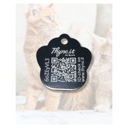 Tiermarke Pfotenform Aluminium Schwarz mit QR-Code 1 St