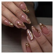 Künstliche Nägel Mandel Rosa French 3D Gold Nagelkleber AKD3 1 St