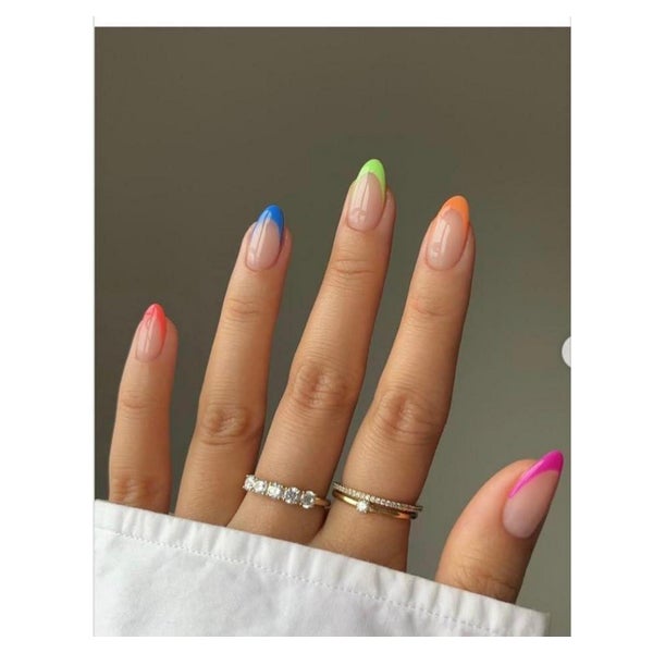 Kunstnägel Press On Kurz Mandel French Acryl Nagelkleber B22 1 St