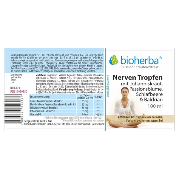 Nerventropfen Mit Johanniskraut & Baldrian Tropfen 100 ml