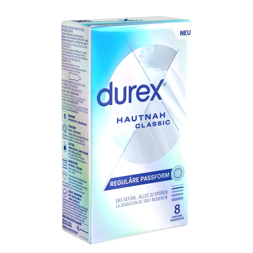 «Hautnah Classic» hauchzarte Markenkondome mit Easy-On™-Form (8 Kondome) 8 St