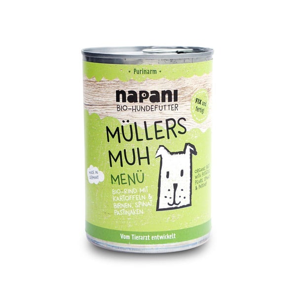 Bio Menü für Hunde Müllers Muh mit Rind und Kartoffeln 400 g
