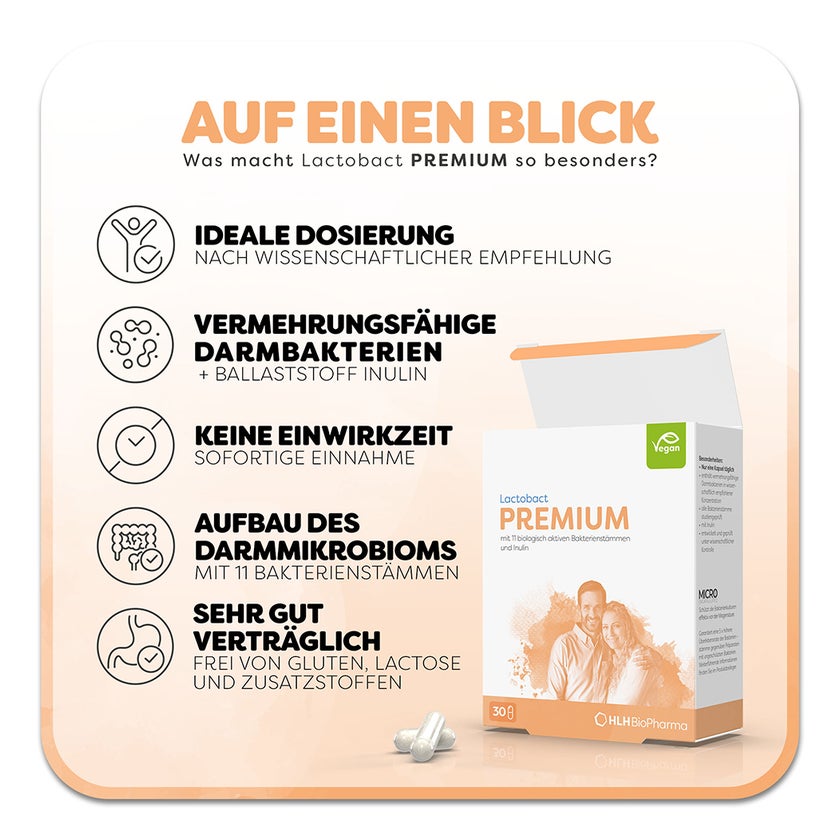 Lactobact PREMIUM – Darm-Probiotikum mit Inulin 30 St
