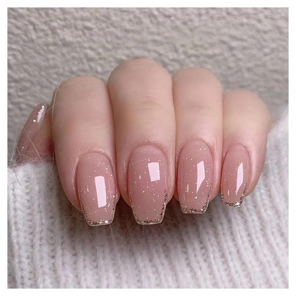 Kunstnägel 24 Aufkleben Mittel Sarg French Acryl Nude Pink G 1 St