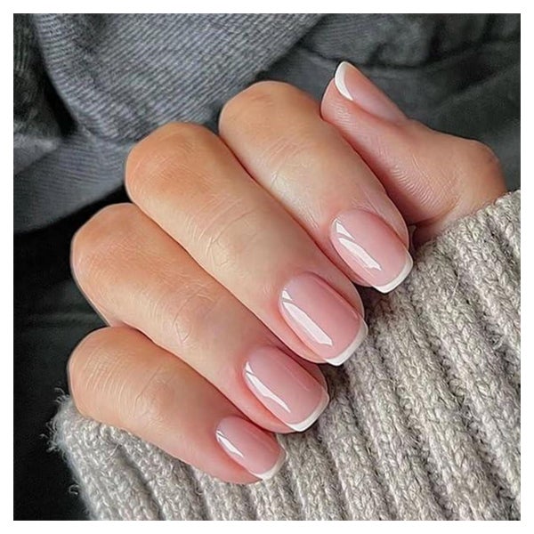 Press on Nails Kurz Squoval French Nude Nagelkleber FB2 1 St
