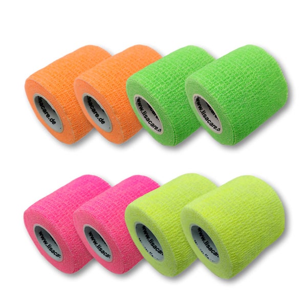 LisaCare Pflasterverband - 5cm x 4,5m - 8er Neon-Mix 8 St