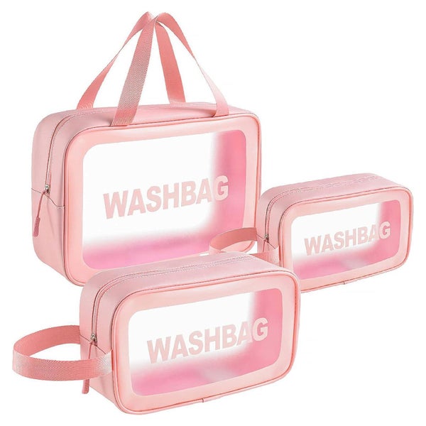 Kosmetiktasche transparent wasserdicht Makeup 3 Stück Rosa 1 St