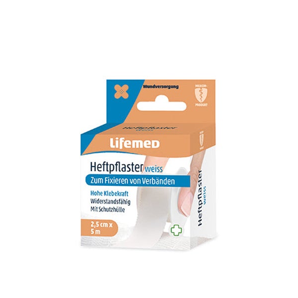 Lifemed Heftpflaster 5 m x 2,5 cm weiß "Classic", 12 Stück 60 m
