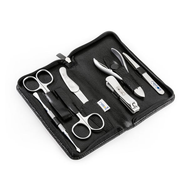 Maniküre Set "Pan" echtes Leder 7-teilig schwarz 1 St