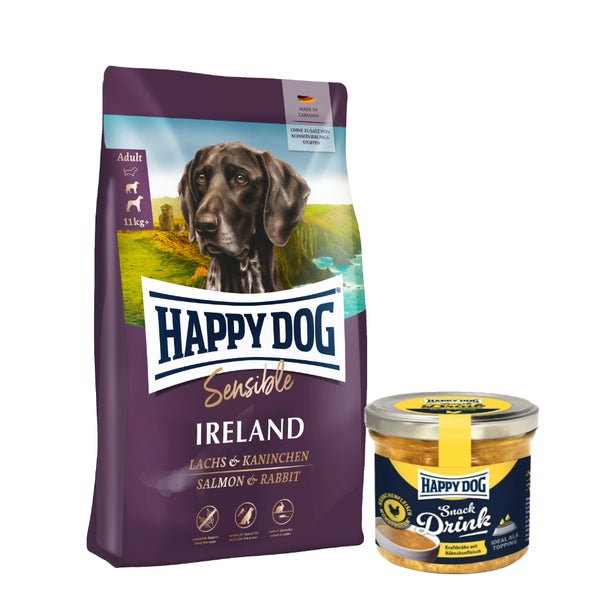 Happy Dog Sensible Ireland + Happy Dog Snack Drink Hähnchen 13 kg
