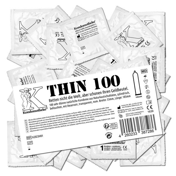 «THIN» dünne Kondome, 53 mm, vegan, 100 Stück (100 Kondome) 100 St