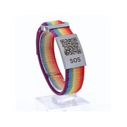 SOS Notfallarmband mit QR-Code mit Textilband Regenbogen 1 St