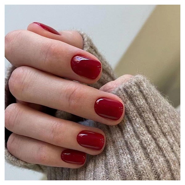 Falsche Nägel 24 Kurz Eckig Fullcover Acrylnägel Damen Rot 1 St