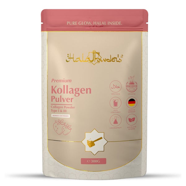 Halal Food - Kollagen Pulver Erdbeere - vom Weiderind 300 g
