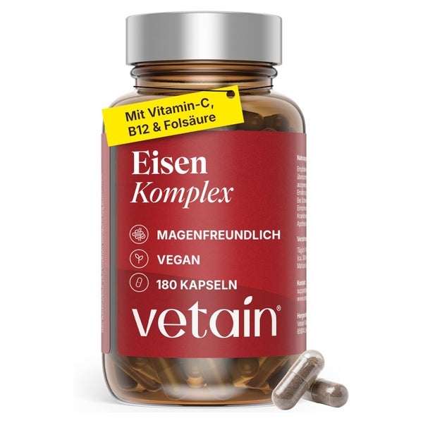 VETAIN Eisen Komplex - 20mg Eisen mit Vitamin C, Kupfer 180 St