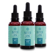 BitterLiebe - Vitamin B12 Tropfen hochdosiert - 500µg B12 pro Tagesdosis - doppelt aktiv mit Methylcobalamin und Adenosylcobalamin - unterstützt die Blutbildung * und das Nervensystem * 3x 50 ml