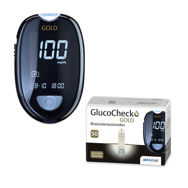 GlucoCheck GOLD Set (mg/dl) zur Kontrolle des Blutzuckers mit 60 Teststreifen 1 St