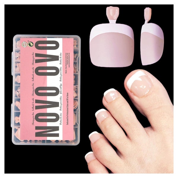 Fußnägel Aufkleben Softgel Fullcover 15 French Tip Toenails 1 St