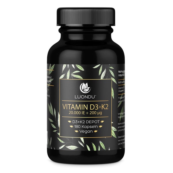 Vitamin D3 20.000 I.E. + K2 MK7 - 180 Kapseln - Luondu 180 St