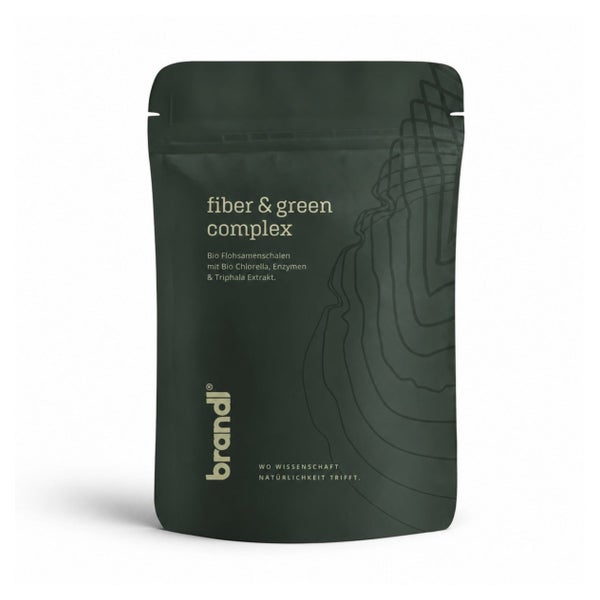 brandl® Fiber & Green Complex | Bio Flohsamenschalen mit Chlorella & Triphala | Vegan & in Deutschland abgefüllt 312 g