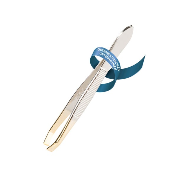 Pinzette gekröpfte, gerade, vergoldete Spitze 8 cm 1 St