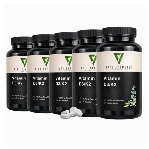 Vita Elements Vitamin D3/K2 Tabletten 5 x 180 St