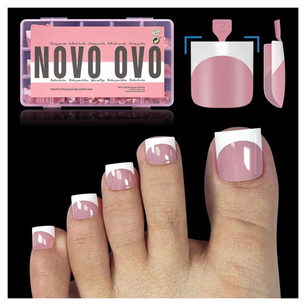 Zehennägel künstliche Square French tip Toe Nail Tips Berry 1 St