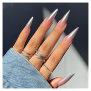 Künstliche Nägel Grau Stiletto Lang Spitz French 12grey&amp; 1 St