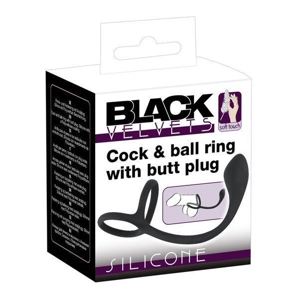 Black Velvets - Penis-/Hodenring mit Plug