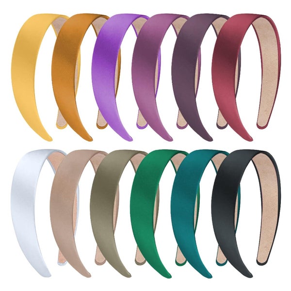 12er Set Satin Haarreifen 3cm Breit für Frauen und Mädchen, 1 St