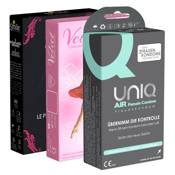 «Ladies Mix» 10 Frauenkondome, 3 Sorten zum aus probieren (10 Kondome) 9 St