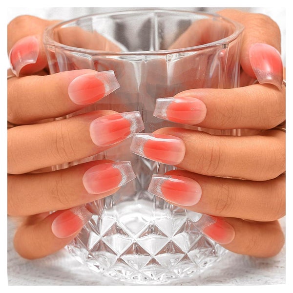Falsche Nägel Französisch Rosa Sarg Medium Glitter B 1 St