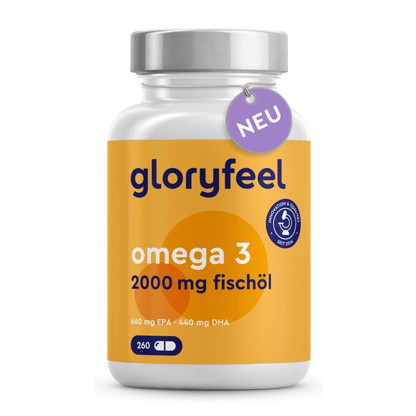 gloryfeel®  Omega 3 Fischöl 660mg EPA und 440mg DHA Kapseln 260 St