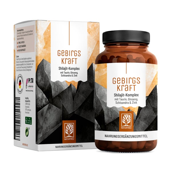 Shilajit-Komplex mit Zink, Ginseng, Schisandra & Taurin - GEBIRGSKRAFT - 90 vegane Kapseln - NATURTREU® 90 St