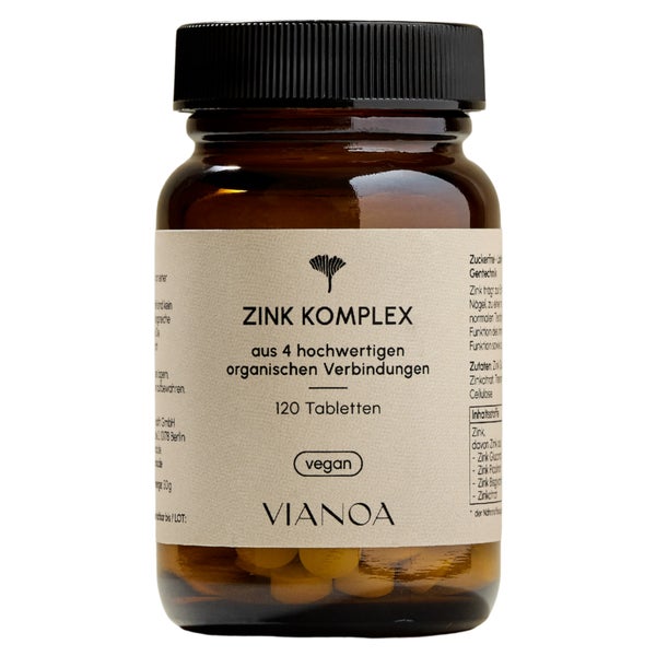VIANOA Zink Komplex - 4 organische Zinkformen, vegan 120 St