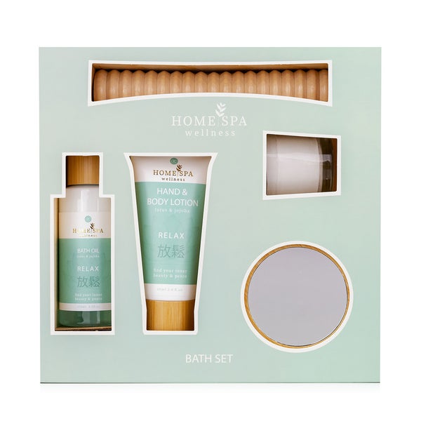 Accentra Home Spa Badeset Jojoba & Lotus in Aufbewahrungsbox aus Holz 250 ml