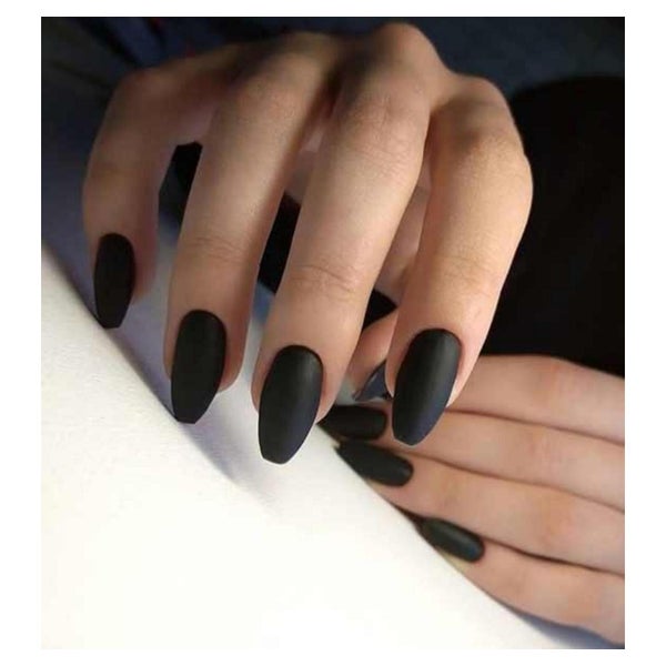 Kunstnägel Ballerina Kurz Schwarz Matt Nagelkleber AE1 1 St