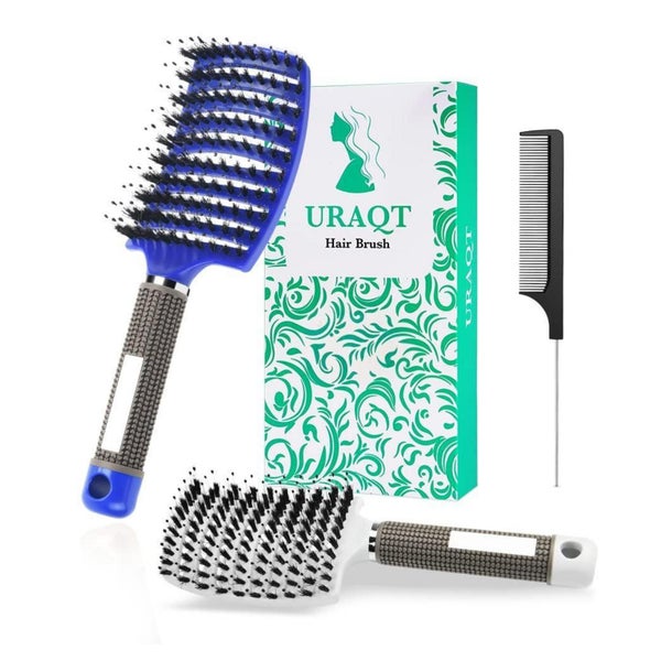 Professionelle URAQT Haarbürste ohne Ziepen + Wildschweinbor 1 St