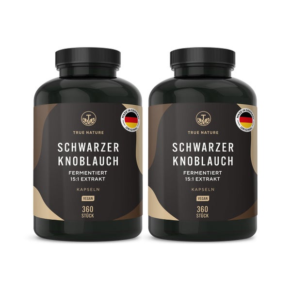 Schwarzer Knoblauch Kapseln - 15:1 Extrakt - Fermentiert 2 x 360 St
