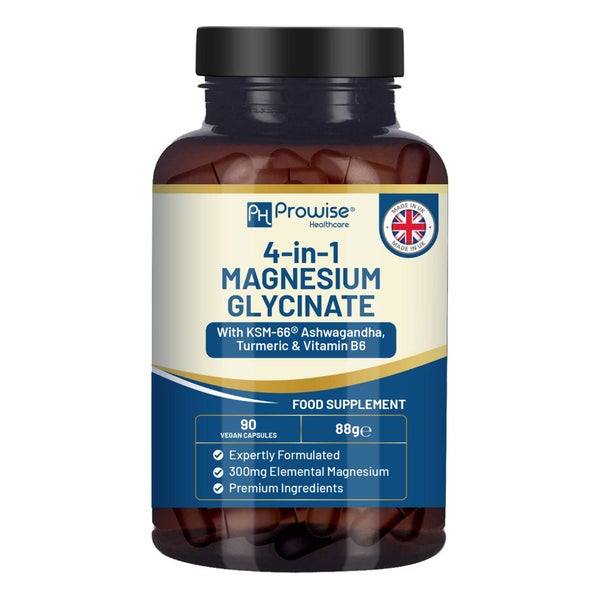 Prowise Healthcare 4-in-1 Magnesiumglycinat mit KSM-66® Ashwagandha, Kurkuma & Vitamin B6 90 St