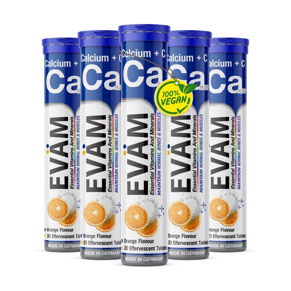 Calcium 800mg + Vitamin C Brausetabletten Knochen 5er Pack 100 St