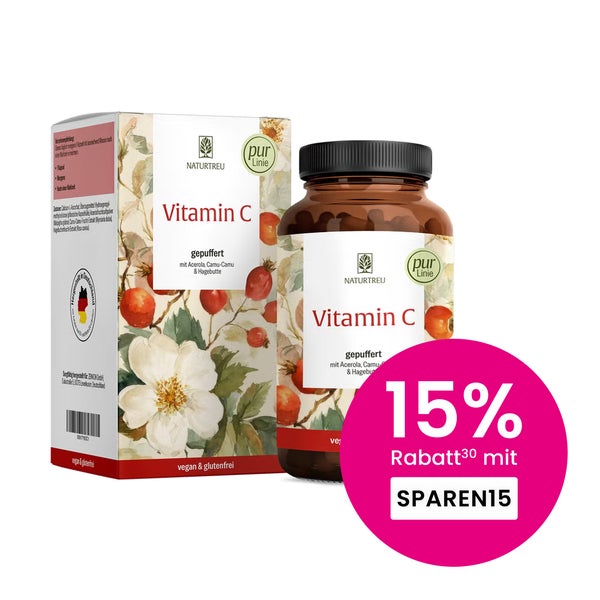 Vitamin C Komplex aus Camu Camu, Hagebutte & Acerola - gepuffertes Vitamin C - 180 vegane Kapseln - NATURTREU® 180 St