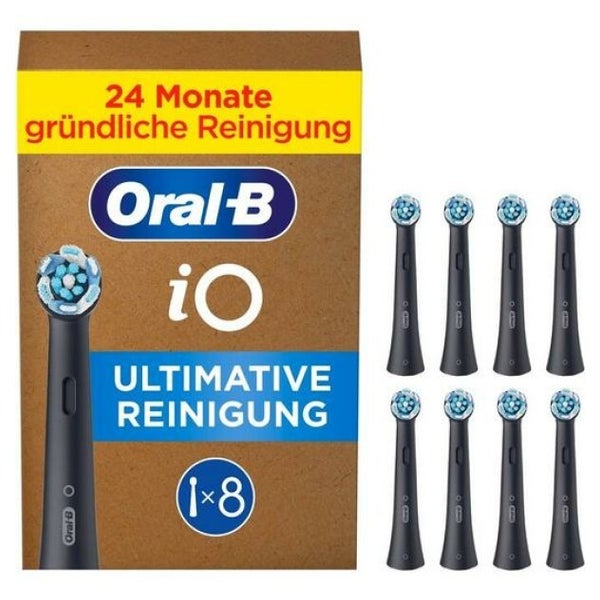 Oral-B iO Black Ultimative Reinigung Aufsteckbürsten für elektrische Zahnbürste, Briefkastenfähige Verpackung, 8 Stück 1 St