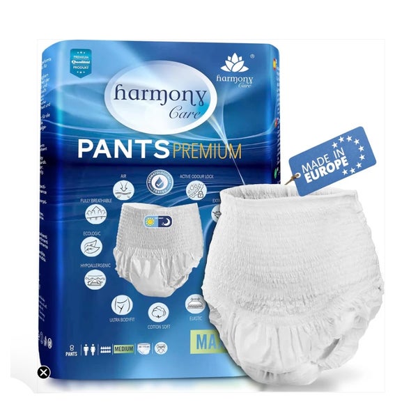 Harmony Care ® MAXI saugstarke Windelhosen für Erwachsene – diskrete Inkontinenz Pants für Frauen und Männer - Windel für Erwachsene, Gr. L, 64 St