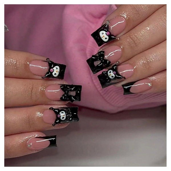 Press On Nails Ballerina Nude French 3D Strass Schleife Y2K 1 St