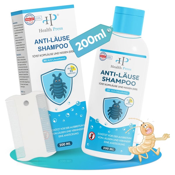 Health Press® Anti-Läuse-Shampoo Set inklusive Läusekamm 200 ml