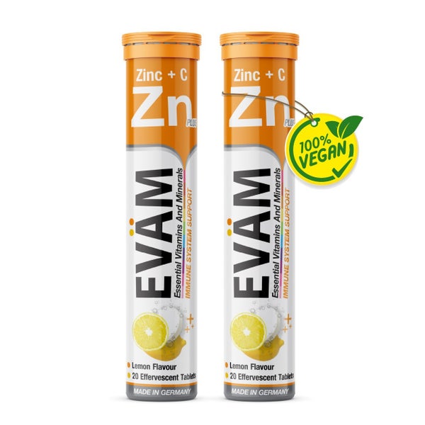 EVÄM Zink + Vitamin C Brausetabletten Zitrone 2er Pack 40 St