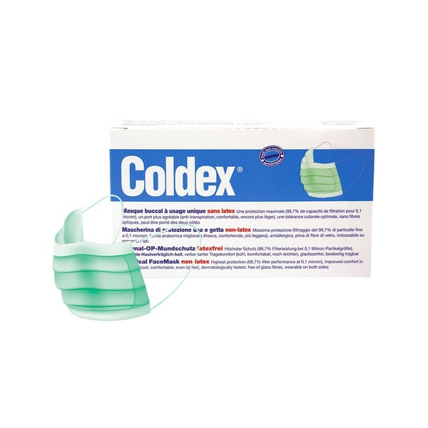 Coldex Einmal-OP-Mundschutz, latexfrei, Typ II, grün, 50er Pack 500 St